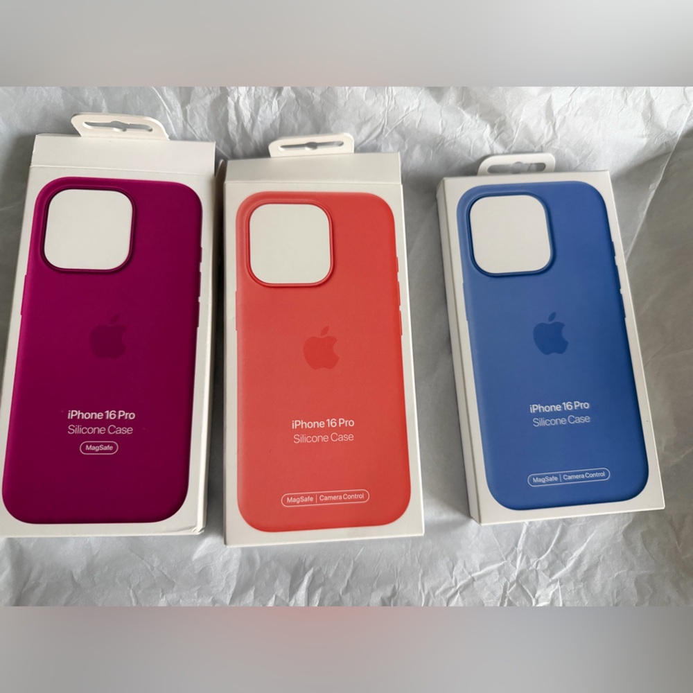 Apple iPhone 16 Pro Silicone Case - Magenta, Coral, Sky Blue